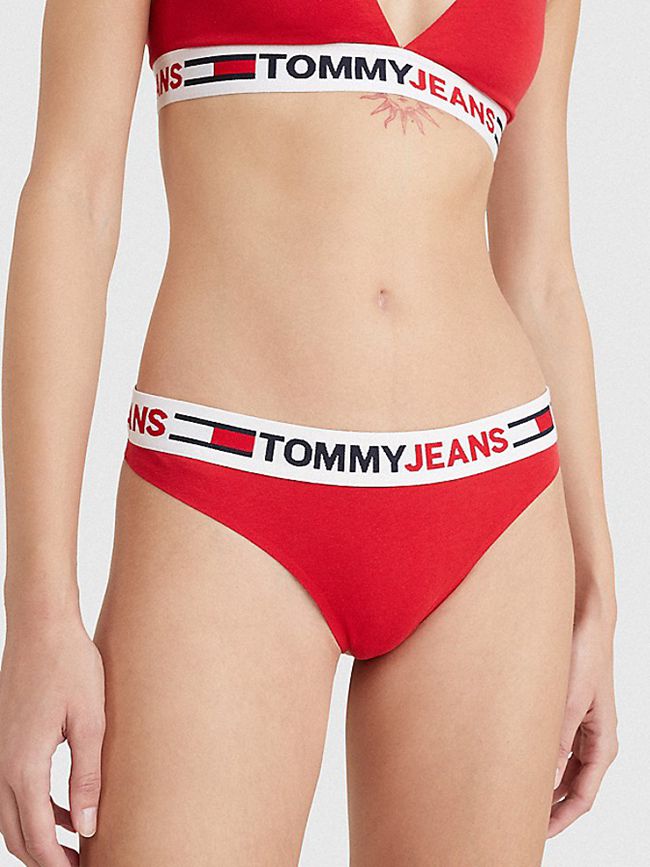 Tommy Jeans Stringen Dames Signature Logo Rood 2095VGKPQ
